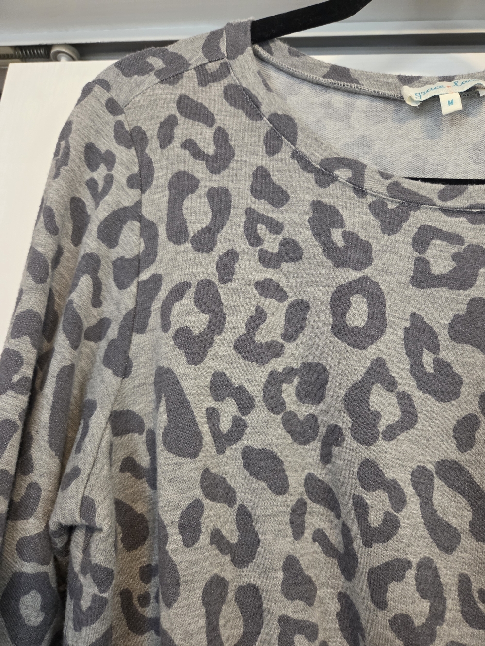 Grace & Lace Gray Leopard Knot-Front Long Sleeve Top - Picture 3 of 3